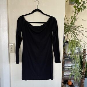 Forever 21 Off-Shoulder Ribbed Black Bodycon Mini Dress